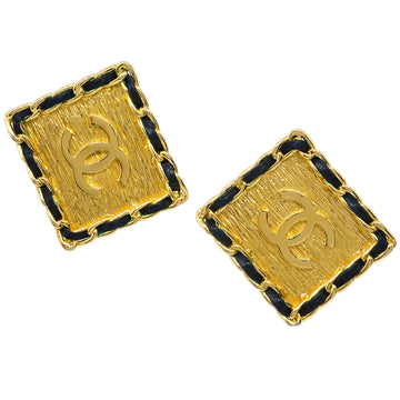Chanel Square Earrings Clip-On Gold 26