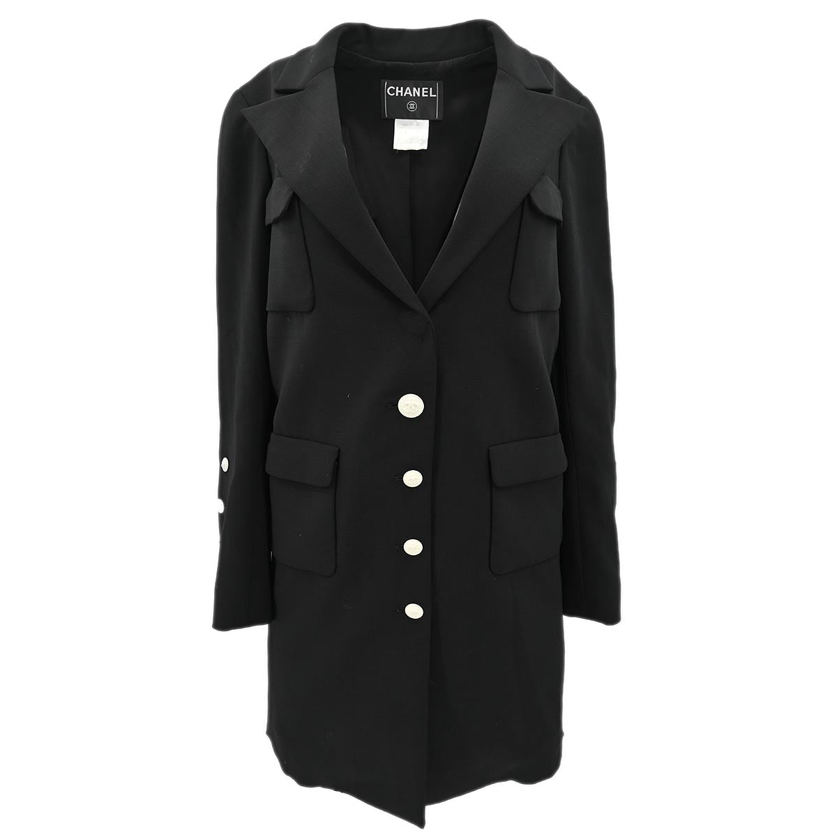 Chanel Single Breasted Jacket Black 07P #36