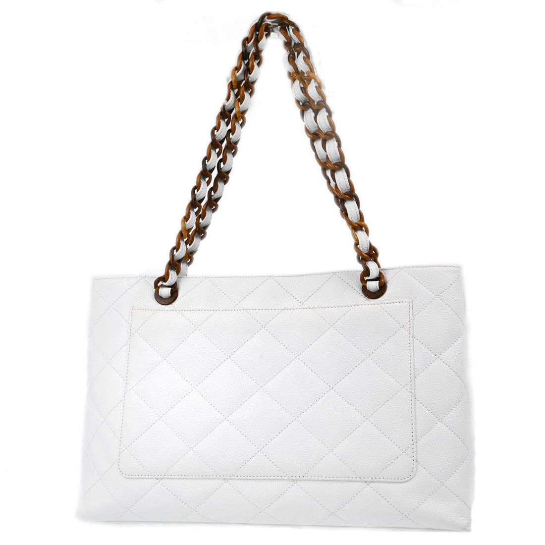 Chanel White Caviar Chain Tote Bag