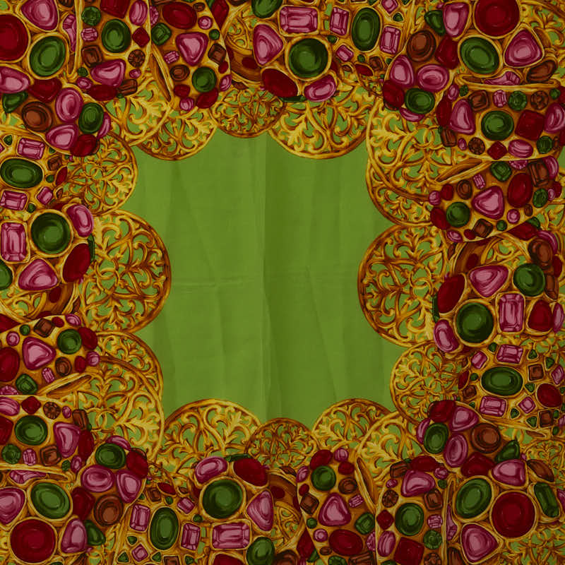 Chanel Scarf Silk Green Multicolor