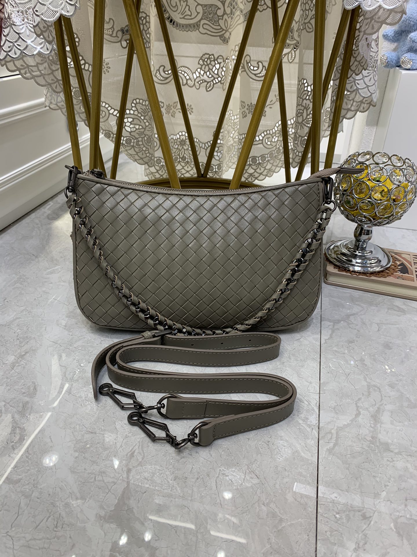 BV Crossbody Bag Brown, For Womtlm, Bags 9.4in/24cm