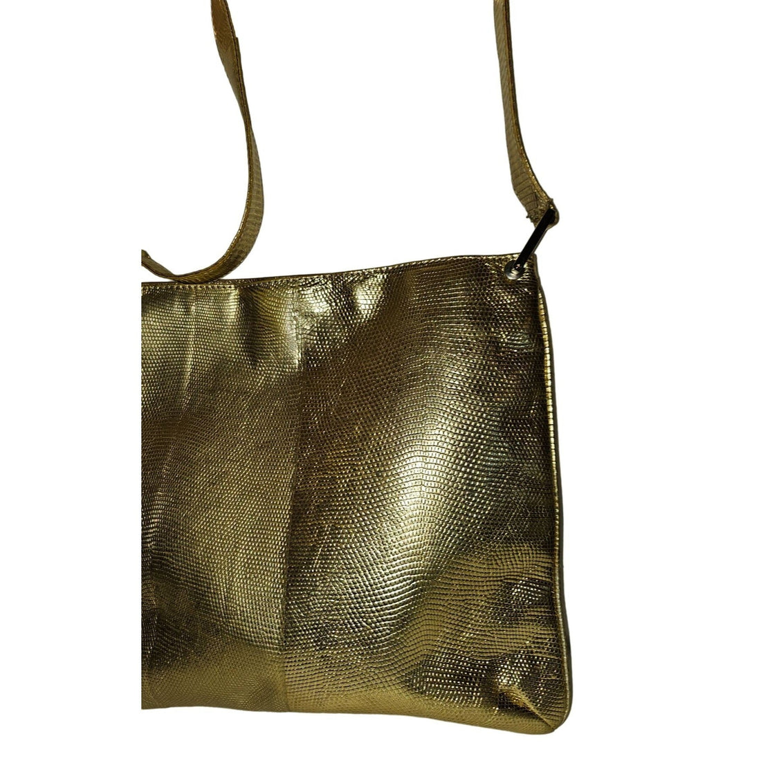 Fendi gold reptile tote with chrome FF accents