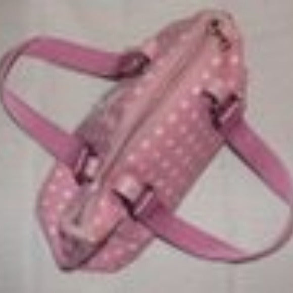 YSL Pink Leather White Polka Dot Print Fabric