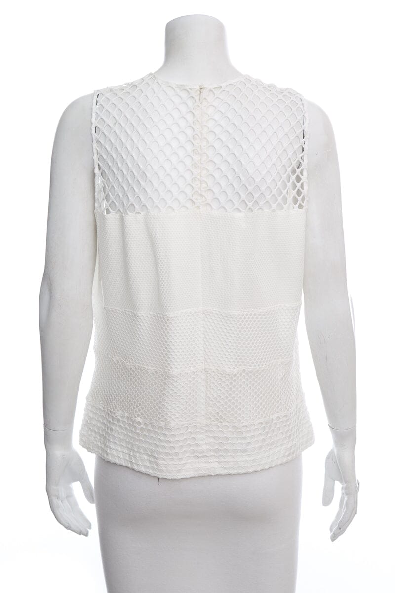 Akris White Net Detail Sleeveless Blouse SZ 14 NWT