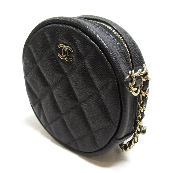 Chanel CC Caviar Round Clutch Bag  Leather Crossbody Bag in Excellent condition