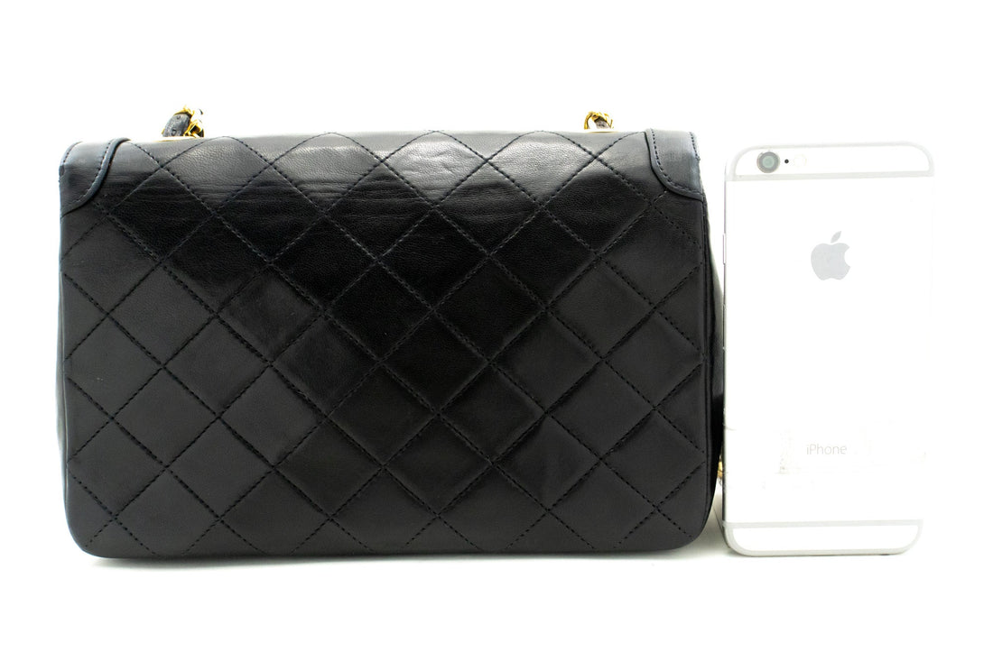 CHANEL Small Single Flap Chain Shoulder Bag Black Quilted Lambskin