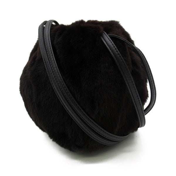 Chanel Fur Bucket Drawstring Bag Leather Crossbody Bag A13364 in Excellent condition