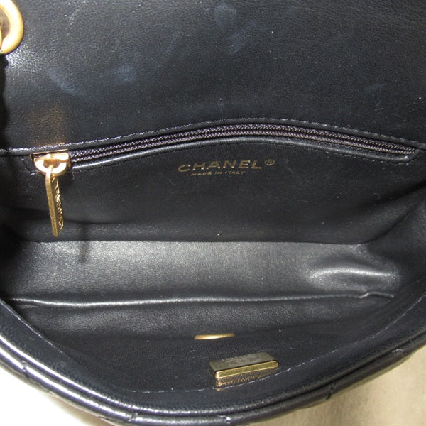 Chanel Quilted Leather 22B Heart Charms Mini Flap Bag Leather Crossbody Bag AS3456 in Good condition