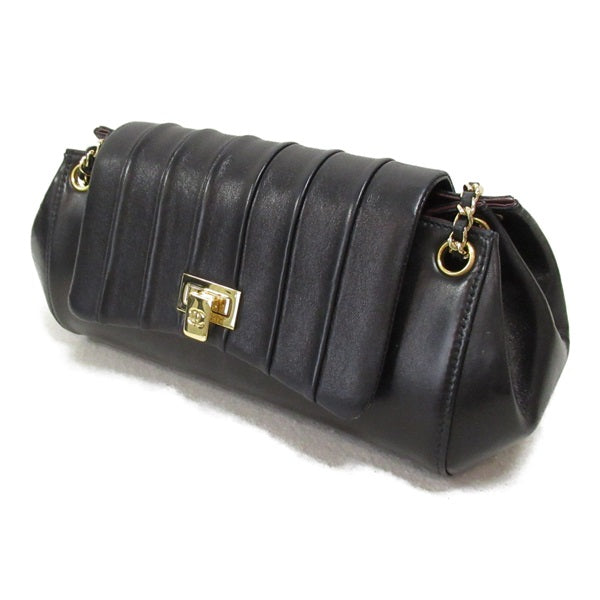 Chanel Mademoiselle Accordion Flap Bag Leather Shoulder Bag in Excellent condition