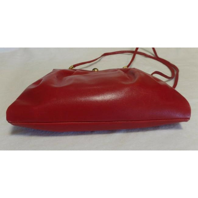 Gucci Clutch Hinged Top Two Way Shoulder Cross Body Red Leather Tiger S Eye Clasp Satchel