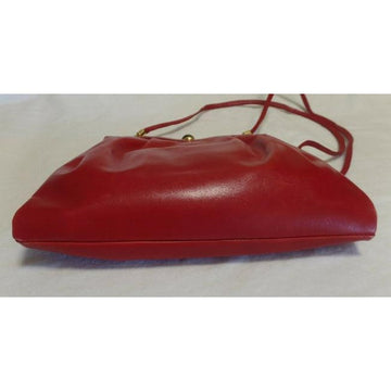 Gucci Clutch Hinged Top Two Way Shoulder Cross Body Red Leather Tiger S Eye Clasp Satchel