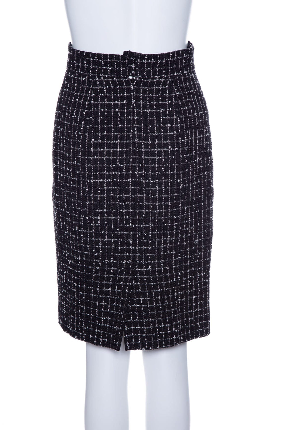 Chanel 2009 Black Tweed Fitted Skirt SZ 36