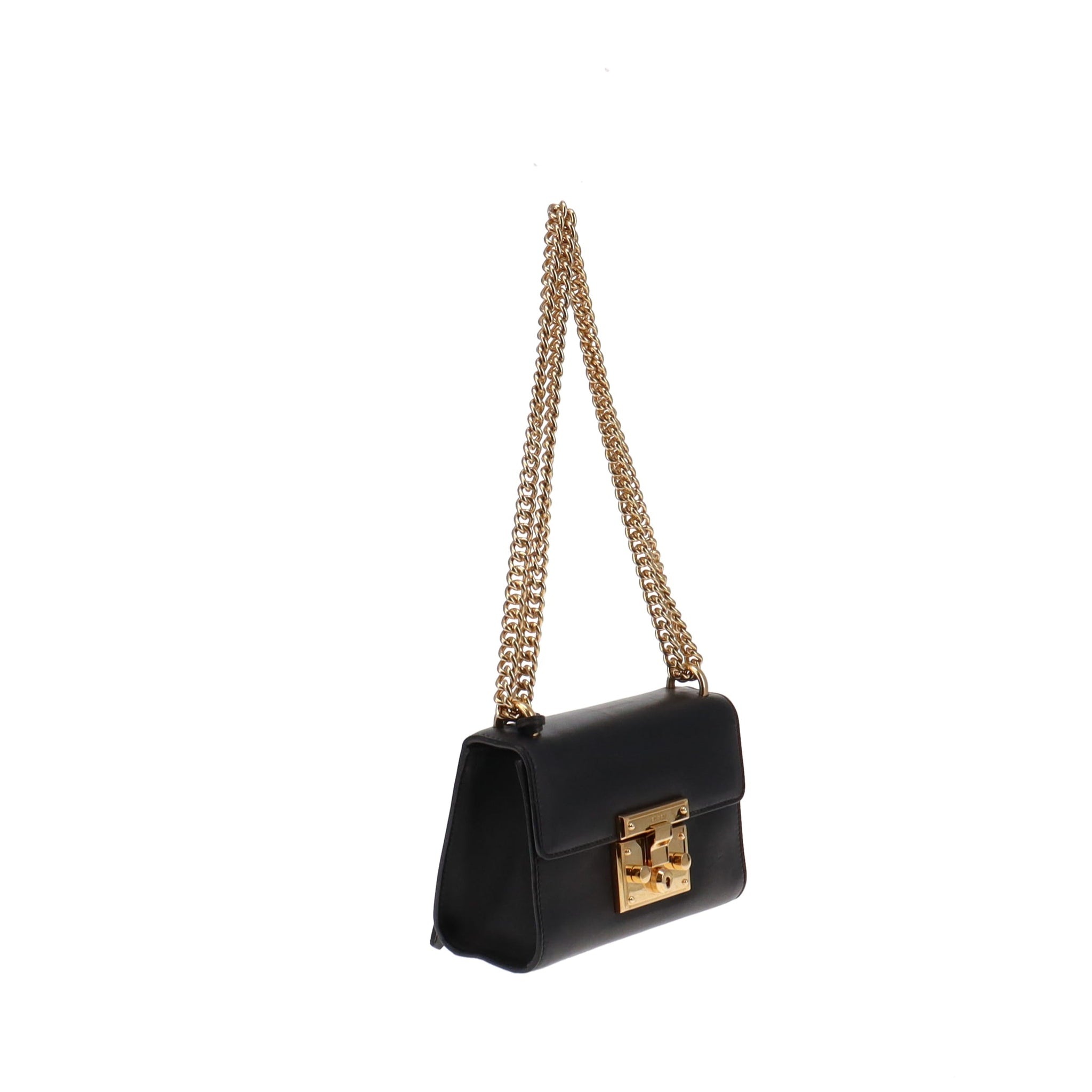 Gucci Black Smooth Leather Small Padlock Shoulder Bag
