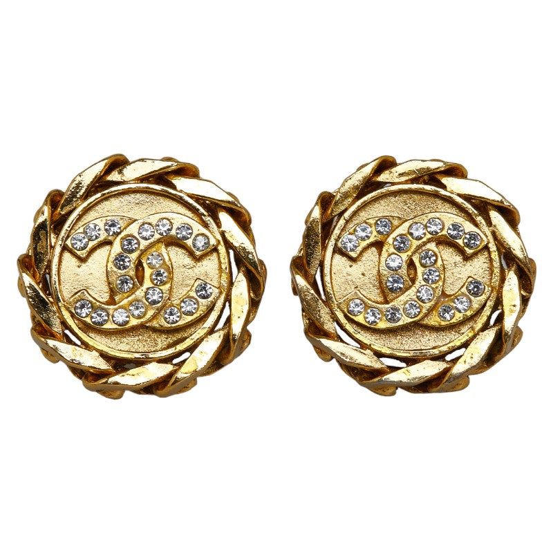 Chanel Strass CC Clip On Earrings Metal Earrings in Good condition