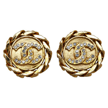 Chanel Strass CC Clip On Earrings Metal Earrings in Good condition