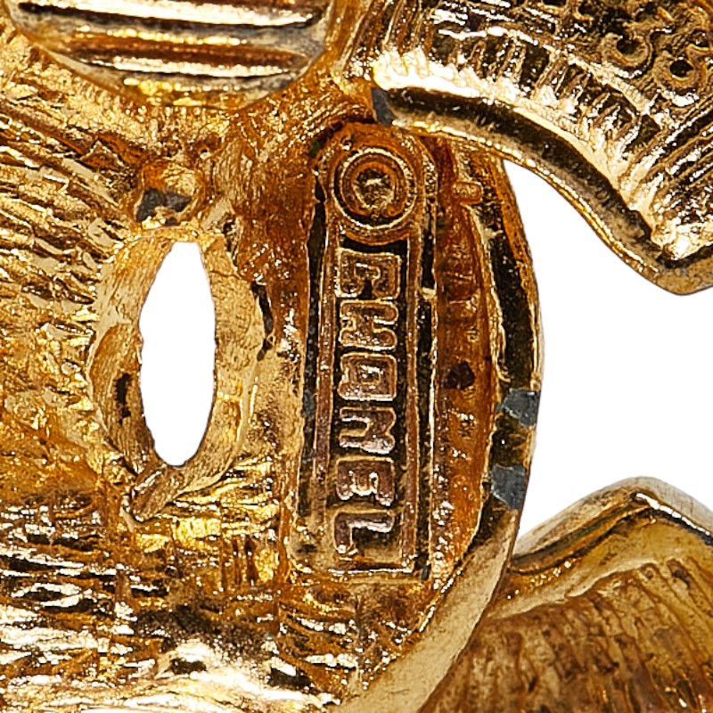 Chanel Quilted CC Clip On Earrings Metal Earrings in Good condition