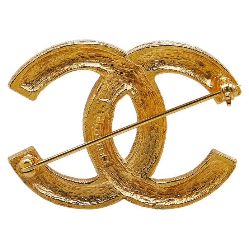 Chanel Rhinestone CC Logo Brooch Metal Brooch in Good condition