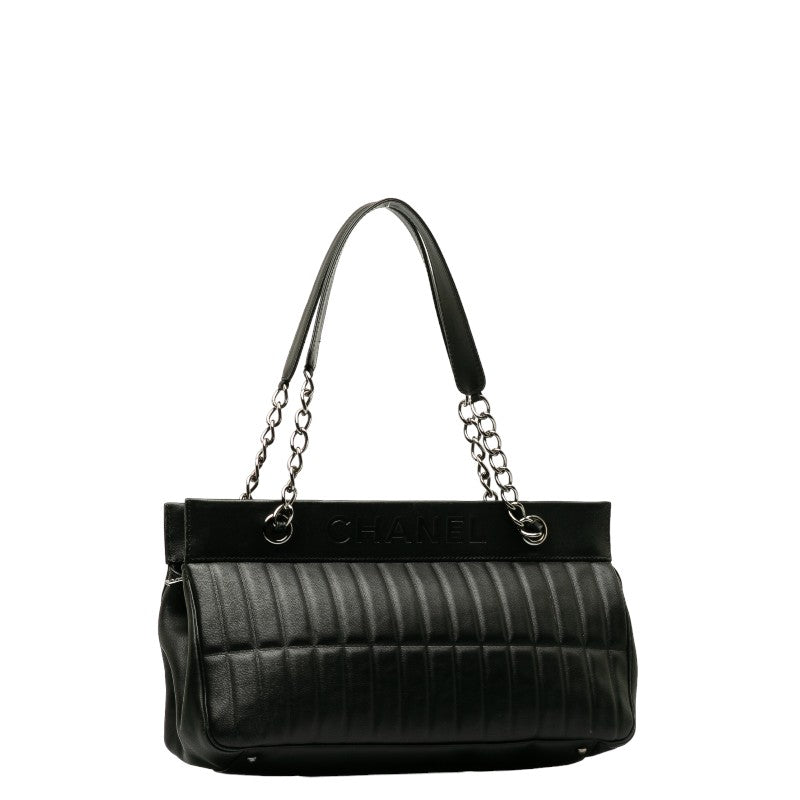 Chanel Vertical Quilt LAX East West Bag Leather Shoulder Bag in Good condition