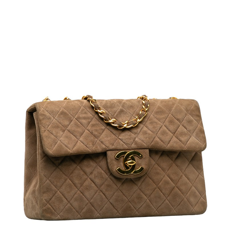 Chanel CC Suede Maxi Classic Single Flap Bag Suede Shoulder Bag in Good condition