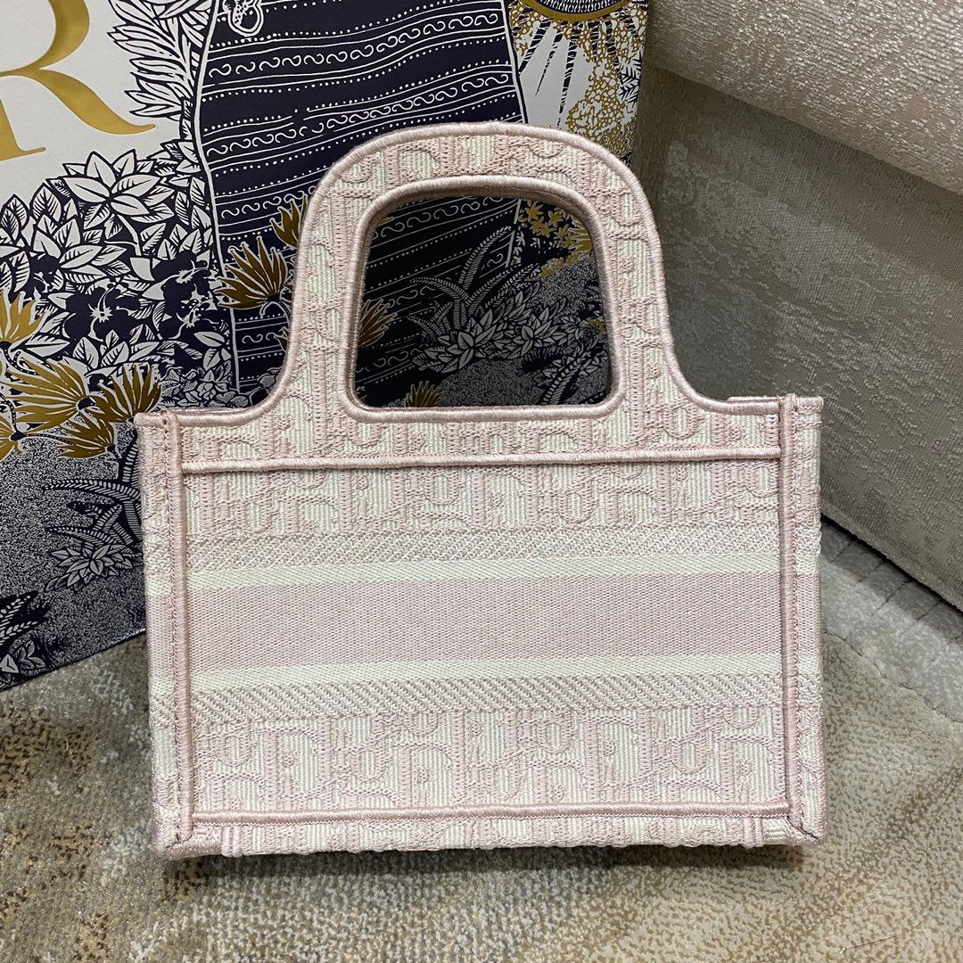 DI Mini Book Tote Rose Des Vtlmts Oblique Embroidery, Light Pink, For Womtlm Womtlm’s Handbags, 23cm CD