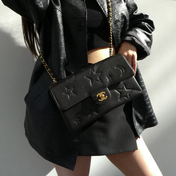 CHANEL * 1994-1996 Star Stitch Classic Single Flap Medium