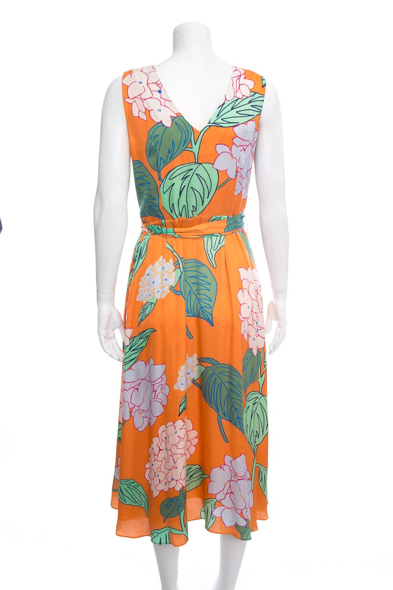 Lafayette 148 Orange Floral Print Dress SZ 4