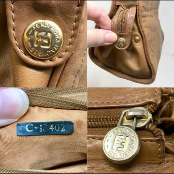 Fendi Xl Or Pasta Design Tote Camel Gold Handle Quilted Leather And Leather Satchel