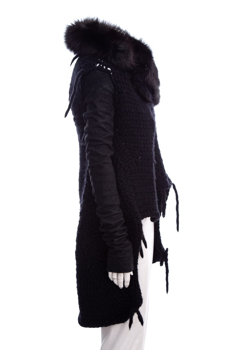 Rick Owens Black Knit & Fur Sweater SZ OS
