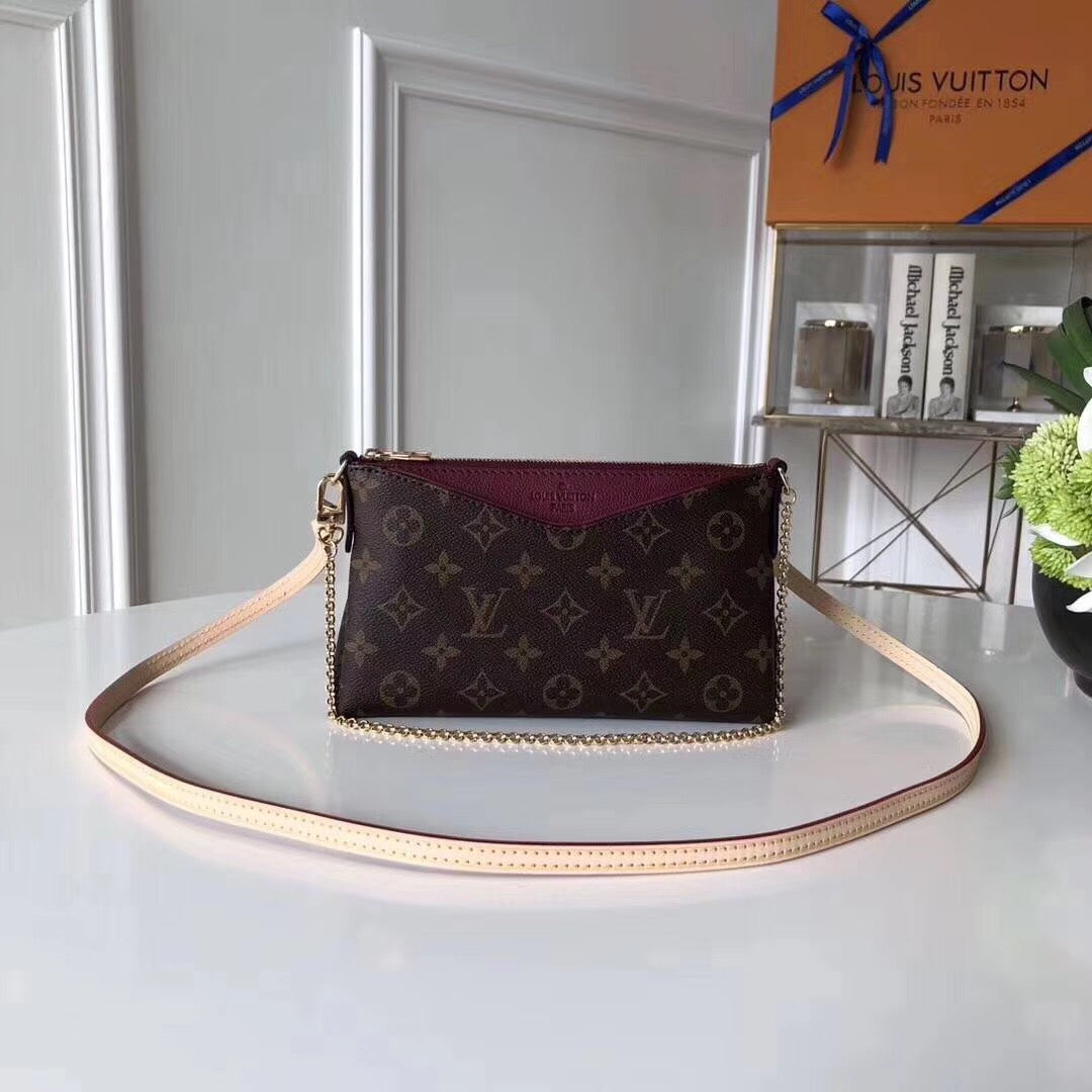 LV Pallas Clutch Monogram Canvas Burgundy For Womtlm, WoHandbag, Shoulder And Crossbody Bags 8.3in/21cm LV M41639