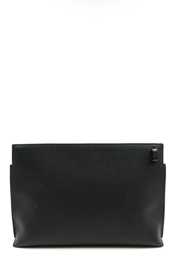 Loewe black grained leather logo clutch