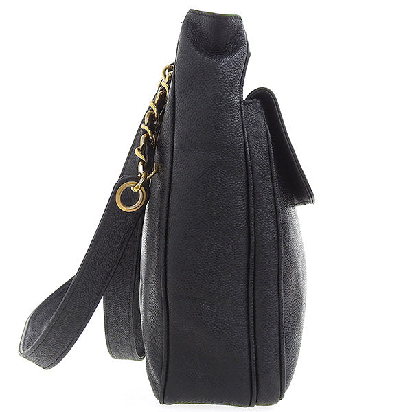 CHANEL Around 1995 Made Caviar Skin Turn-Lock Chain Tote Bag Black