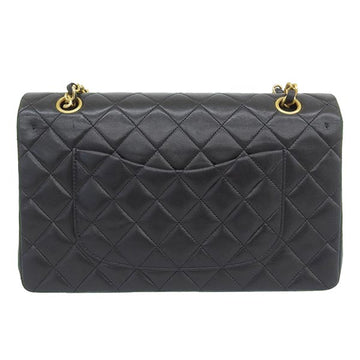 CHANEL Around 1990 Made Classic Flap Chain Bag 25Cm Black