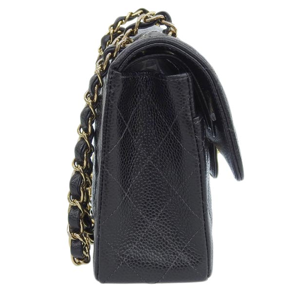 CHANEL Around 2003 Made Caviar Skin Classic Flap Chain Bag 23Cm Black