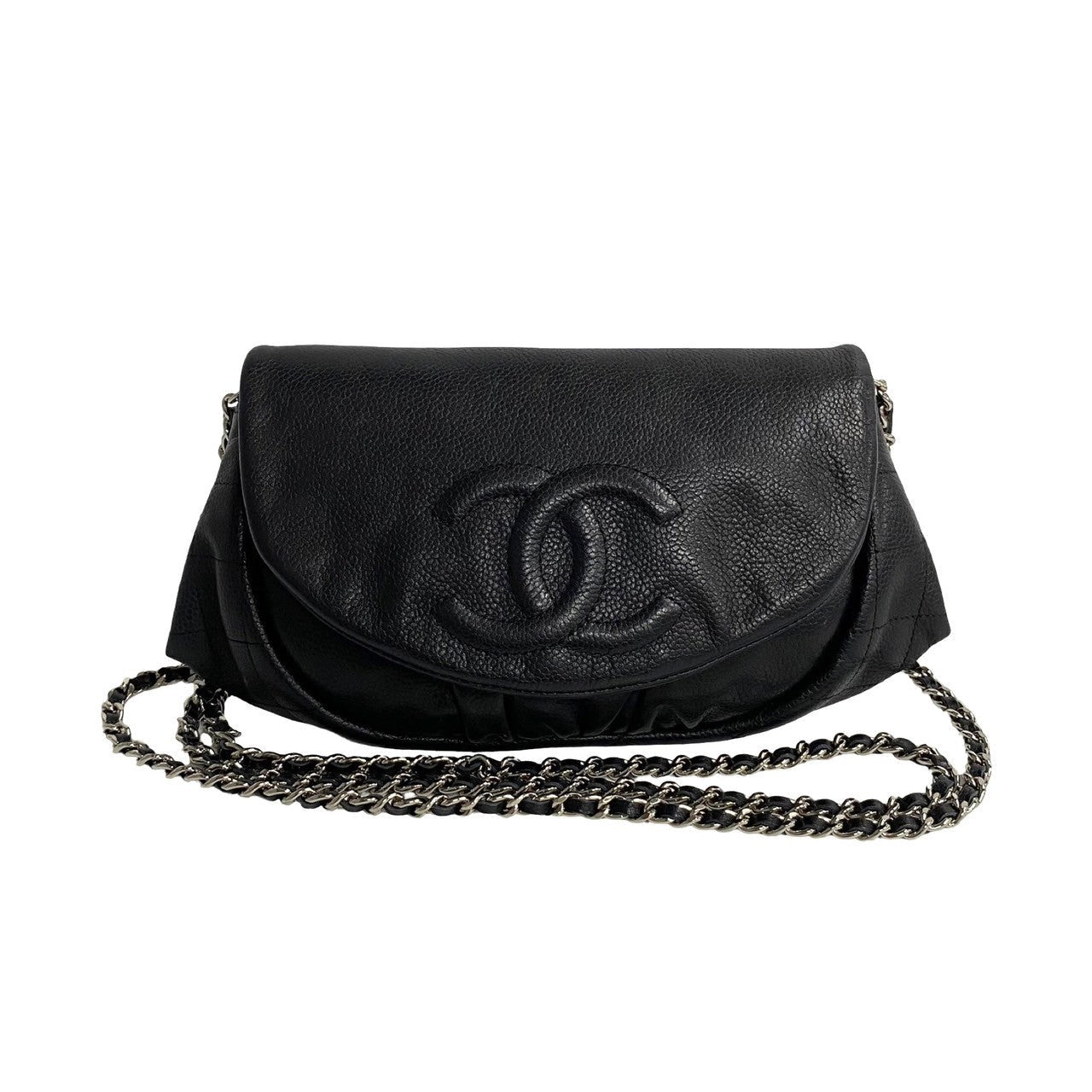 Chanel Half Moon Chain Wallet Leather Shoulder Bag 12?? in Good condition