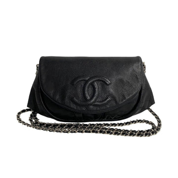 Chanel Half Moon Chain Wallet Leather Shoulder Bag 12?? in Good condition