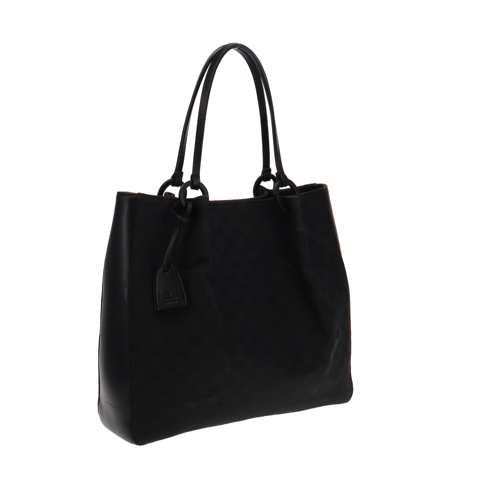 Gucci Vintage Black GG Tote Rouched