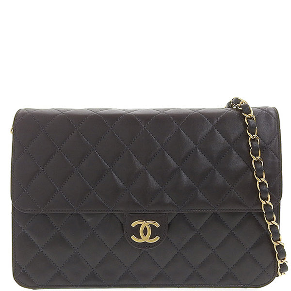 CHANEL Around 1998 Made Cc Mark Plate Chain Bag Black
