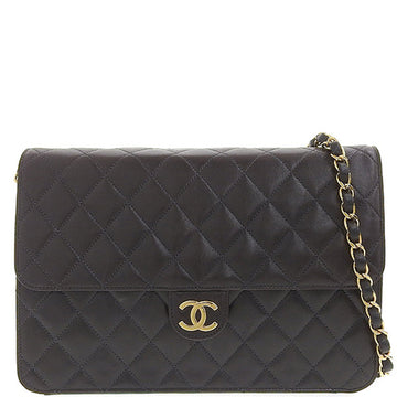 CHANEL Around 1998 Made Cc Mark Plate Chain Bag Black