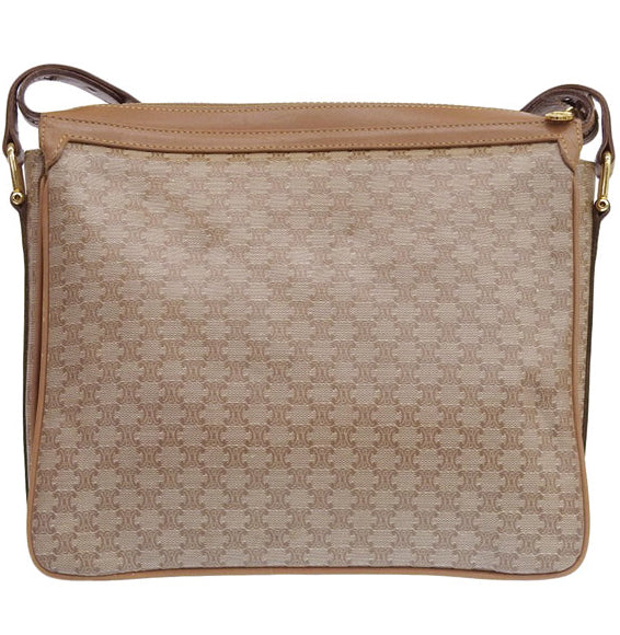 Celine Macadam Pattern Logo Plate Shoulder Bag Beige/Brown