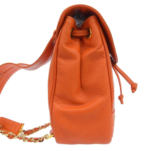CHANEL Around 1997 Made Caviar Skin Turn-Lock Backpack Orange