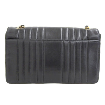 CHANEL Around 1992 Made Mademoiselle Stitch Classic Flap Chain Bag 25Cm Black