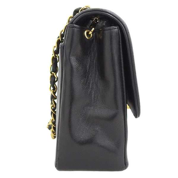CHANEL Around 1992 Made Mademoiselle Stitch Classic Flap Chain Bag 25Cm Black