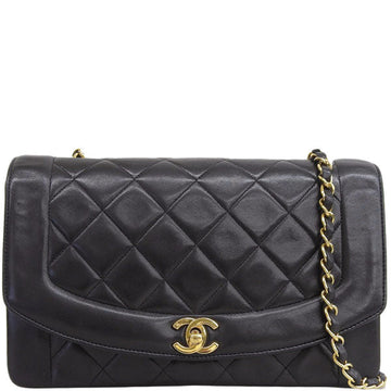 CHANEL Around 1997 Made Diana Flap Chain Bag 25Cm Black