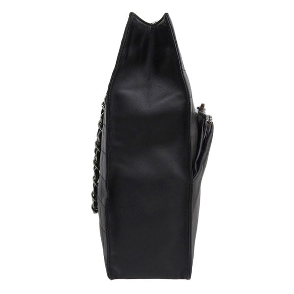 CHANEL Around 2005 Made Chocolate Bar Metal Clasp Chain Tote Bag Black