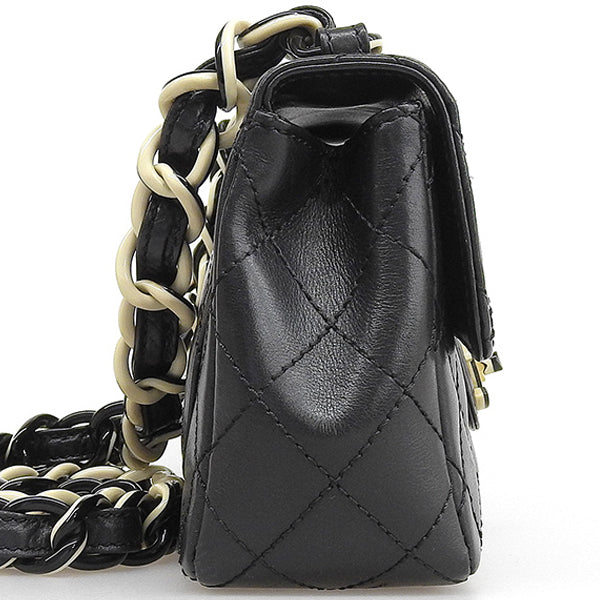 CHANEL Around 2000 Made Turn-Lock Plastic Chain Bag Black