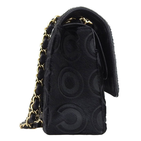 CHANEL Around 2000 Made Unborn Calf Classic Flap Chain Bag 25Cm Black