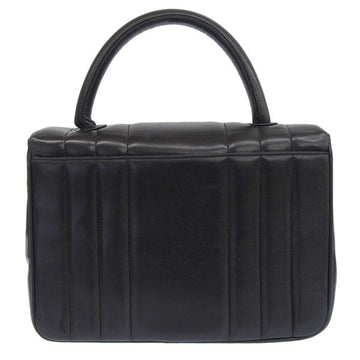 CHANEL Around 1995 Made Mademoiselle Stitch Turn-Lock Top Handle Bag Black