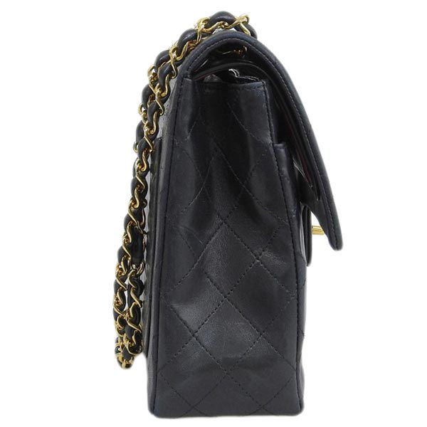 CHANEL Around 1985~1990 Made Classic Flap Turn-Lock Chain Bag Black