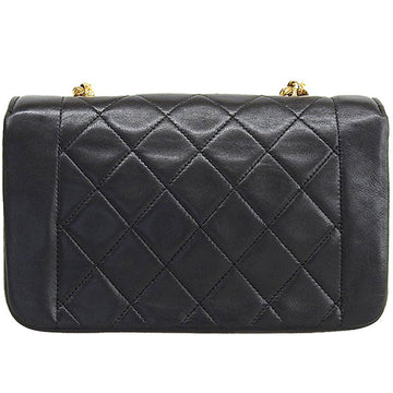 CHANEL Around 1990 Made Edge Design Flap Turn-Lock Chain Bag Black