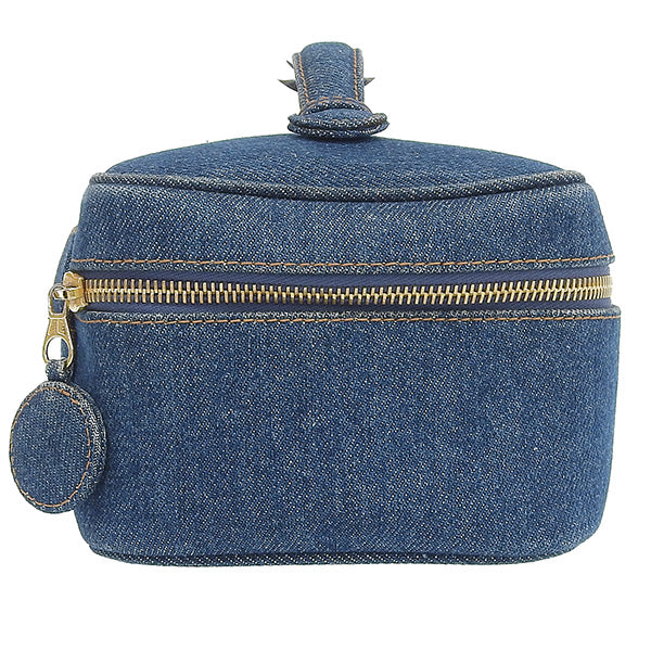 CHANEL Around 1997 Made Denim Cc Mark Stitch Vanity Indigo